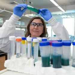 student in a biomed lab