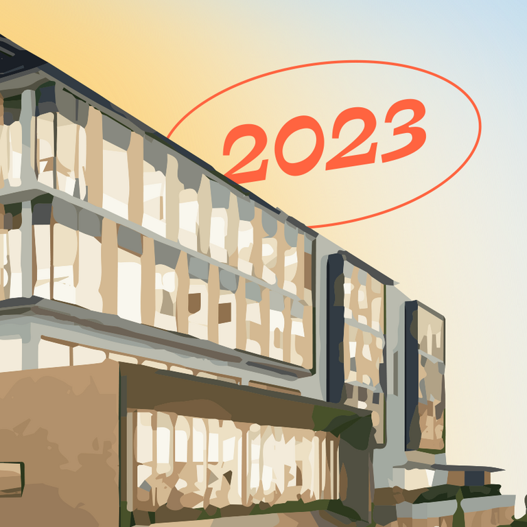 Education building 2 with 2023 over it