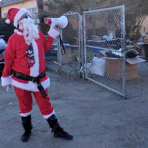 MS2 Cintya Beltran Sanchez plays Santa Claus as part of the Coachella Valley outreach.