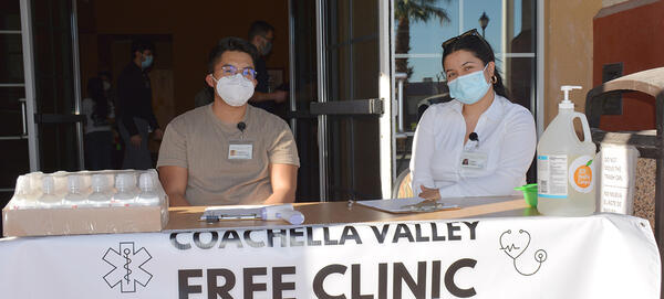 Workers at a free clinic in Mecca