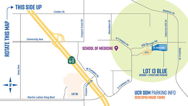 Map showing where parking is for the open house