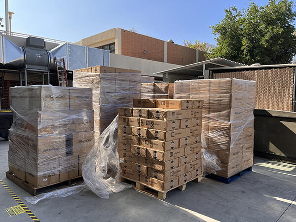 Pallets of PPE supplies from Cecila Tech